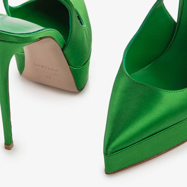 Le Silla Slingback Con Plateau Raso Verde Emerald