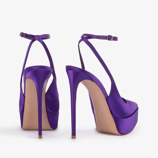 Le Silla Slingback Con Plateau Raso Viola Kamala