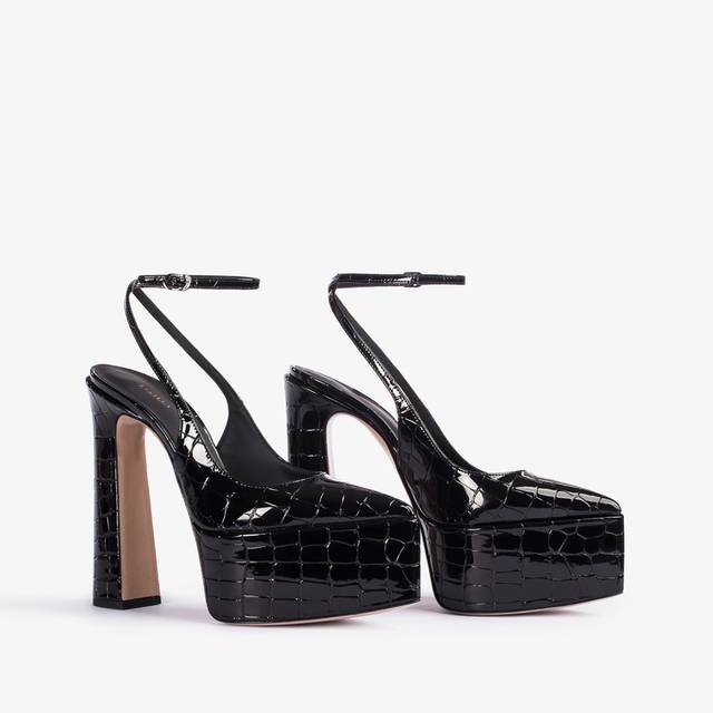 Le Silla Slingback Con Plateau Stampa Cocco Nera