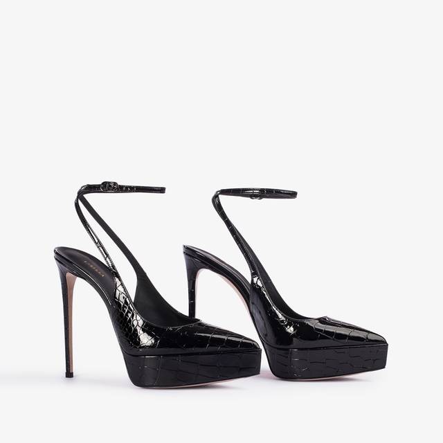 Le Silla Slingback Con Plateau Stampa Cocco Nera