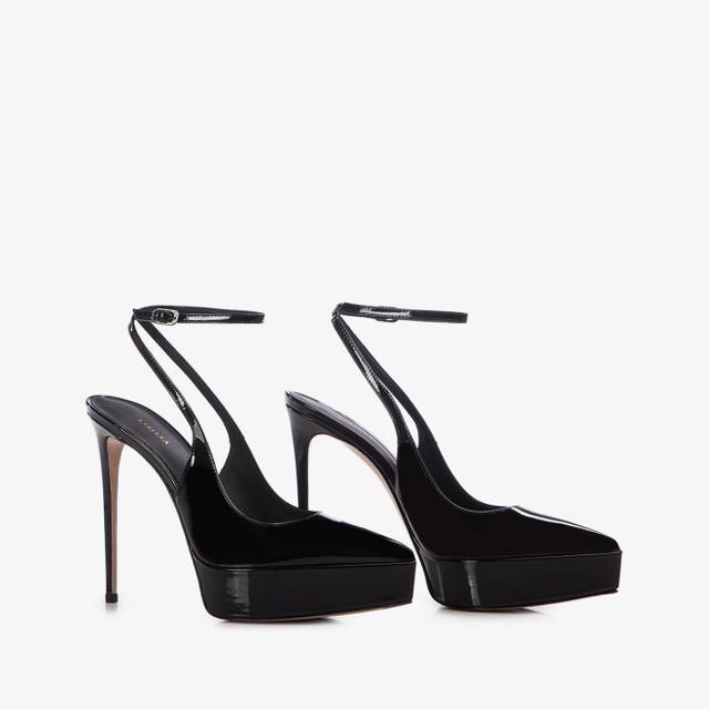 Le Silla Slingback Con Plateau Vernice Nera