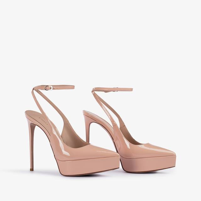 Le Silla Slingback Con Plateau Vernice Nude Skin