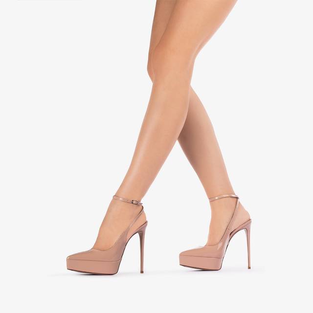 Le Silla Slingback Con Plateau Vernice Nude Skin