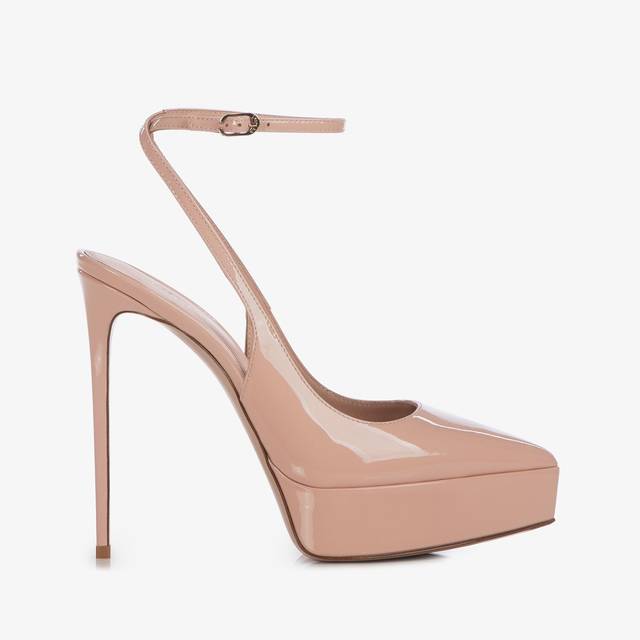 Le Silla Slingback con plateau vernice nude skin