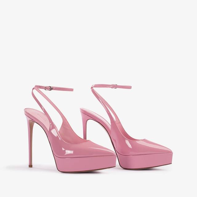 Le Silla Slingback Con Plateau Vernice Rosa Dea