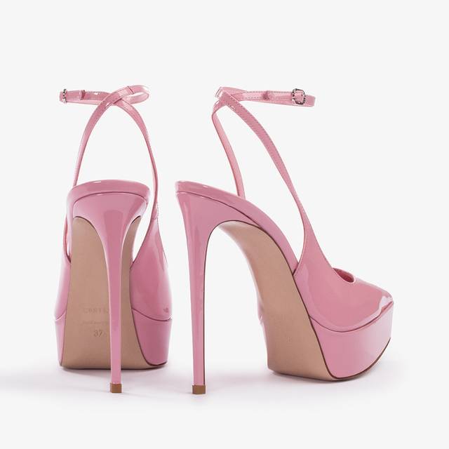 Le Silla Slingback Con Plateau Vernice Rosa Dea