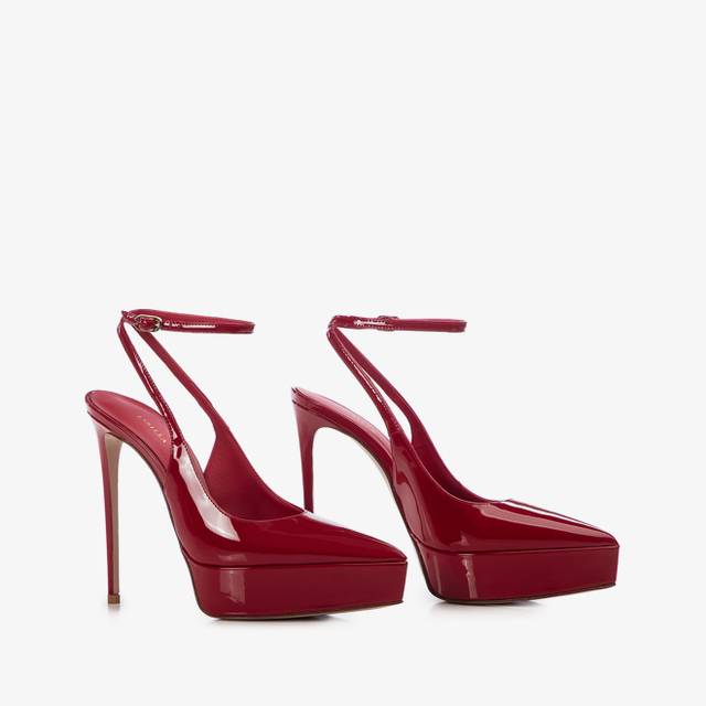 Le Silla Slingback Con Plateau Vernice Rossa