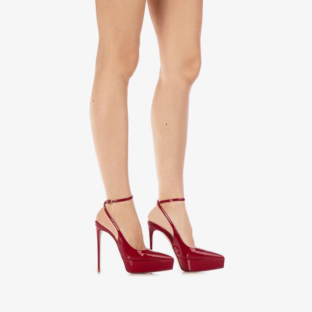 Le Silla Slingback Con Plateau Vernice Rossa