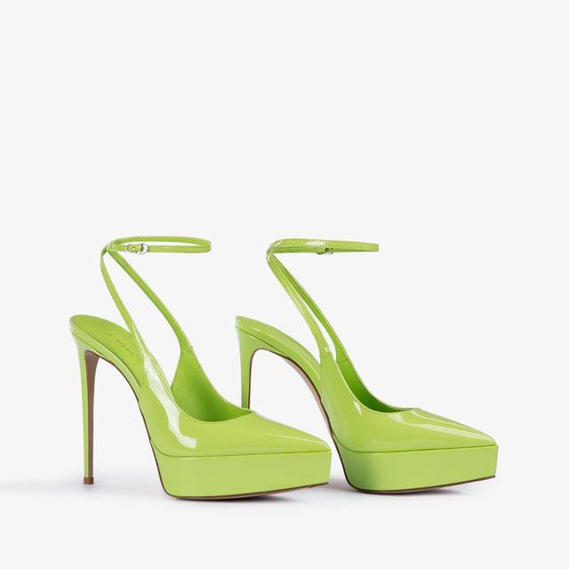 Le Silla Slingback Con Plateau Vernice Verde Apple