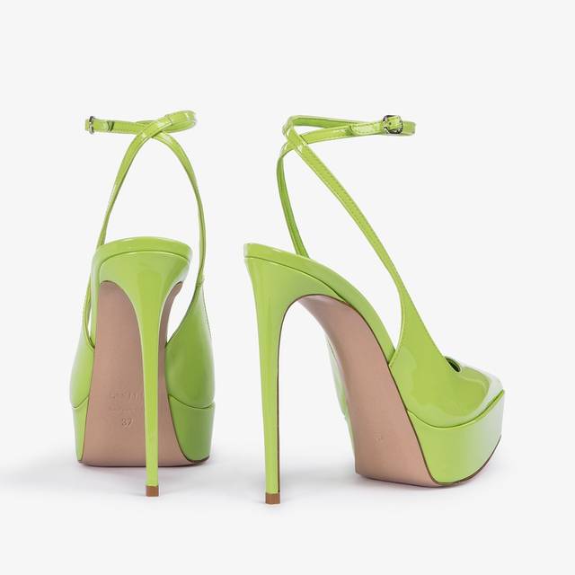 Le Silla Slingback Con Plateau Vernice Verde Apple