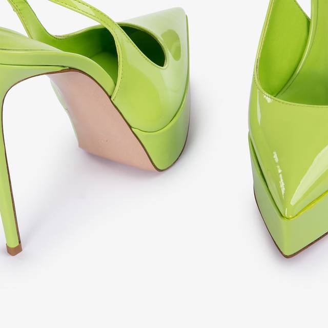 Le Silla Slingback Con Plateau Vernice Verde Apple