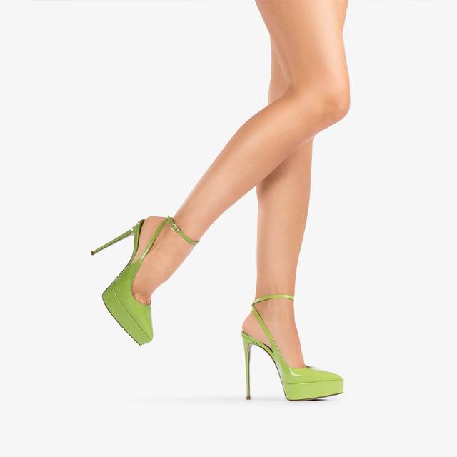 Le Silla Slingback Con Plateau Vernice Verde Apple