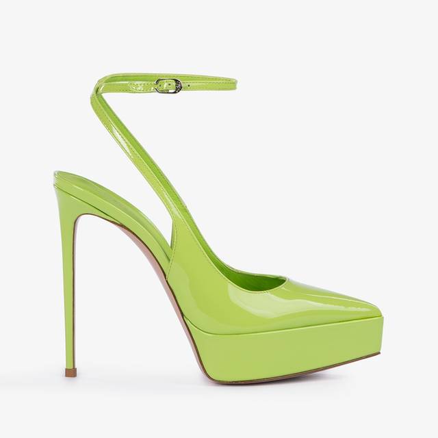 Le Silla Slingback con plateau vernice verde apple