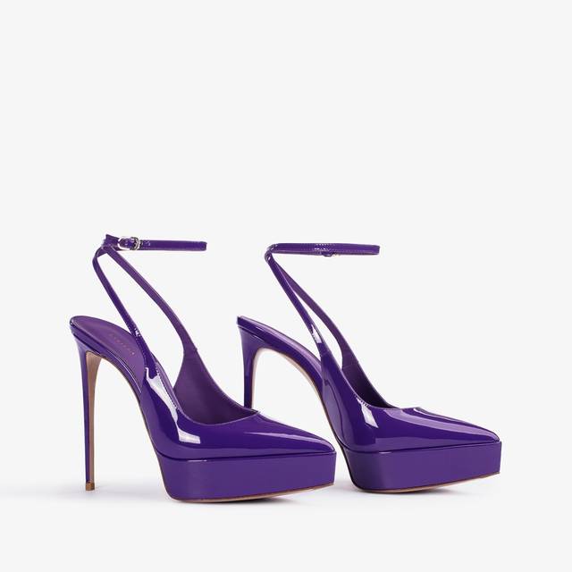 Le Silla Slingback Con Plateau Vernice Viola Queen