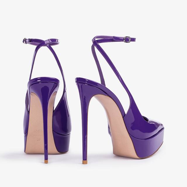 Le Silla Slingback Con Plateau Vernice Viola Queen