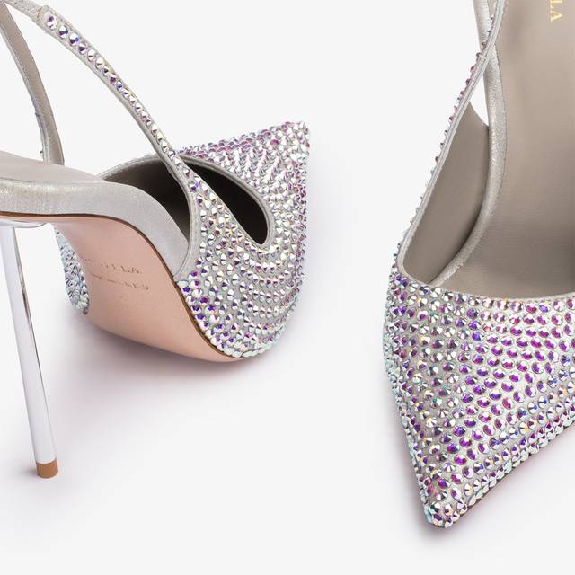 Le Silla Slingback Cristalli Argento Eclissi