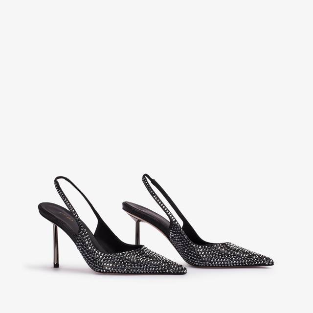 Le Silla Slingback Cristalli Nero Jet