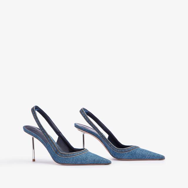 Le Silla Slingback Denim Blu
