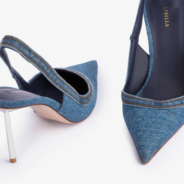 Le Silla Slingback Denim Blu