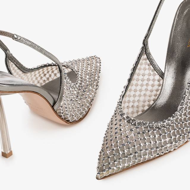 Le Silla Slingback Gioiello Rete Argento