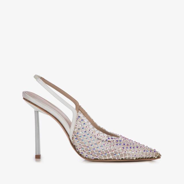 Le Silla Slingback gioiello rete bianca