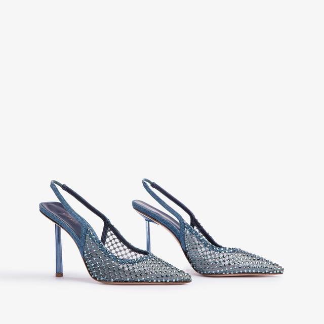 Le Silla Slingback Gioiello Rete Blu Denim