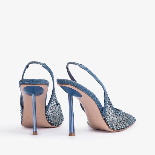 Le Silla Slingback Gioiello Rete Blu Denim