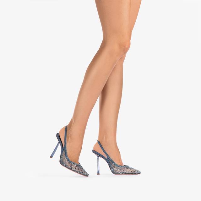Le Silla Slingback Gioiello Rete Blu Denim