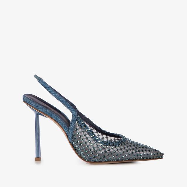 Le Silla Slingback gioiello rete blu denim