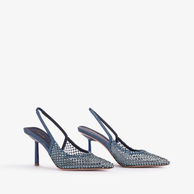 Le Silla Slingback Gioiello Rete Denim Blu