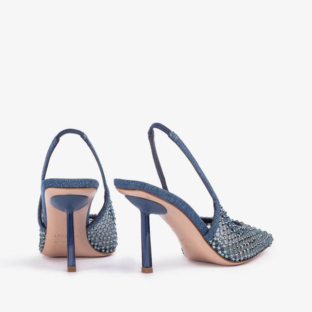 Le Silla Slingback Gioiello Rete Denim Blu