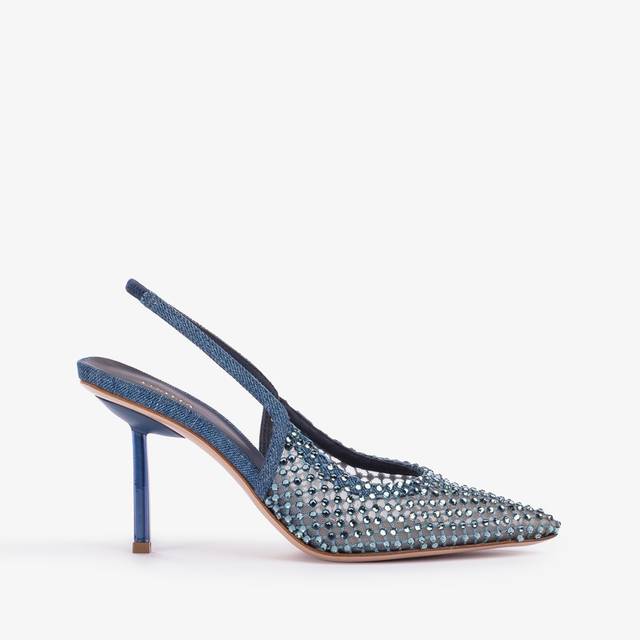 Le Silla Slingback gioiello rete denim blu