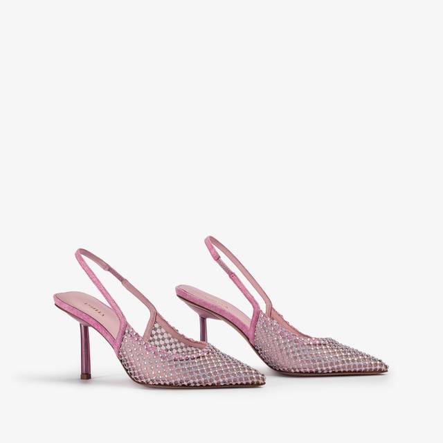 Le Silla Slingback Gioiello Rete Denim Rosa Dea