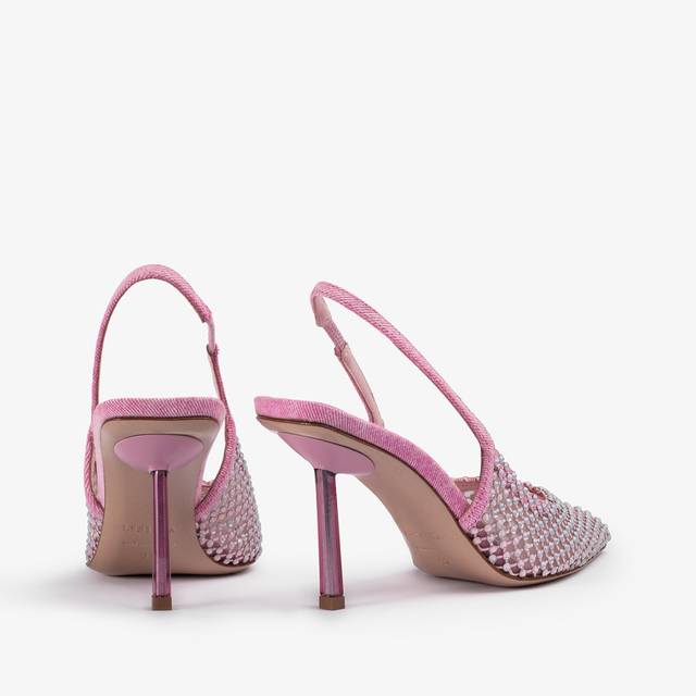 Le Silla Slingback Gioiello Rete Denim Rosa Dea