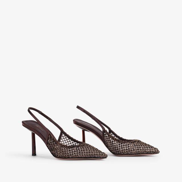 Le Silla Slingback Gioiello Rete Marrone Fondente