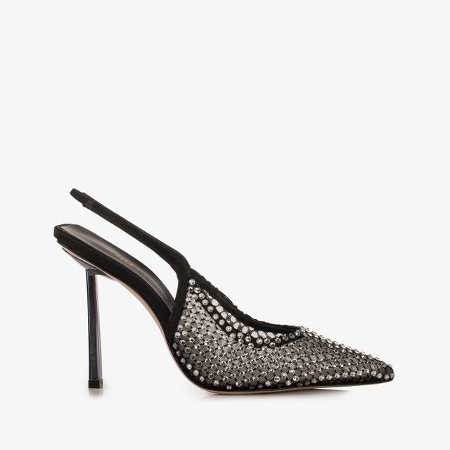 Le Silla Slingback gioiello rete nera