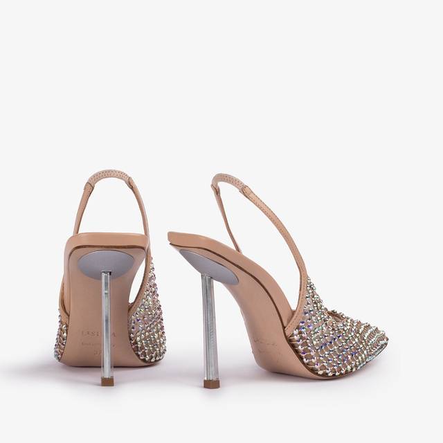 Le Silla Slingback Gioiello Rete Nude Skin
