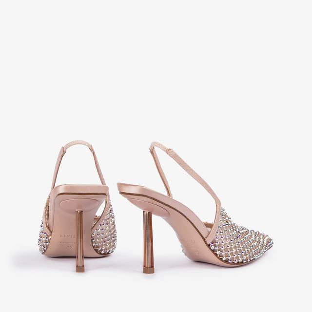 Le Silla Slingback Gioiello Rete Nude Skin