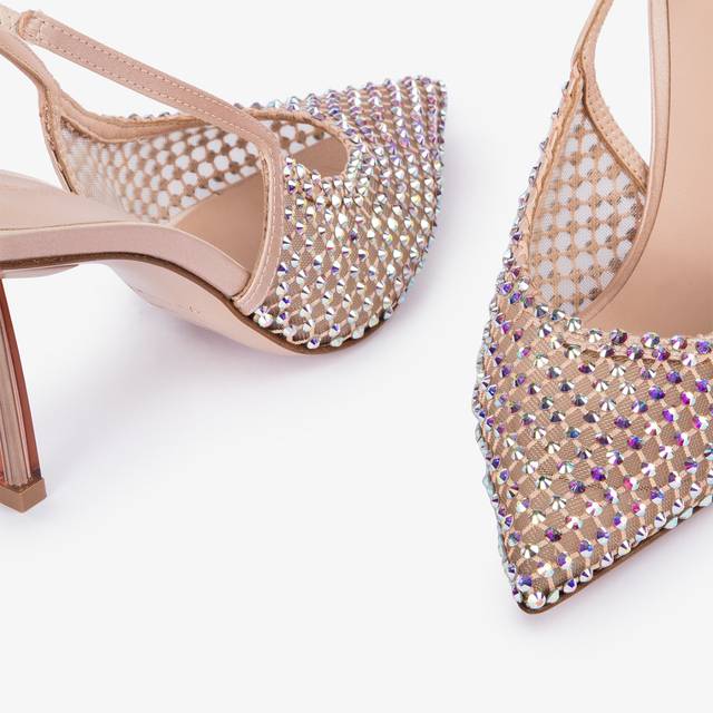 Le Silla Slingback Gioiello Rete Nude Skin