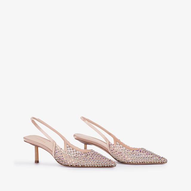 Le Silla Slingback Gioiello Rete Nude Skin