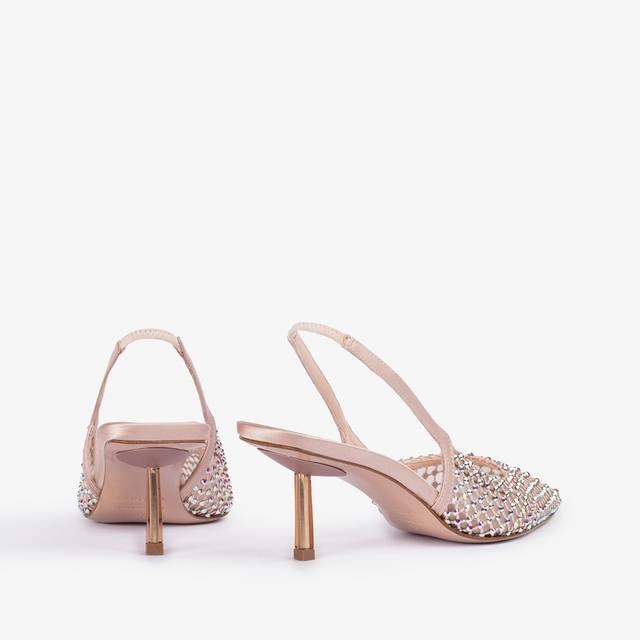 Le Silla Slingback Gioiello Rete Nude Skin