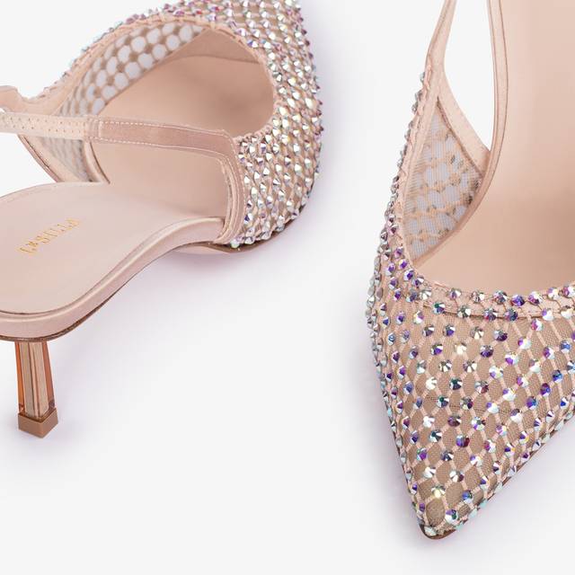 Le Silla Slingback Gioiello Rete Nude Skin