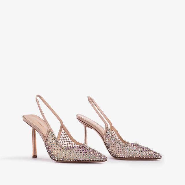 Le Silla Slingback Gioiello Rete Nude Skin
