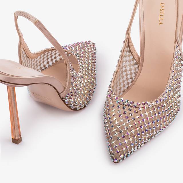 Le Silla Slingback Gioiello Rete Nude Skin