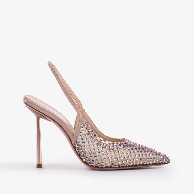 Le Silla Slingback gioiello rete nude skin