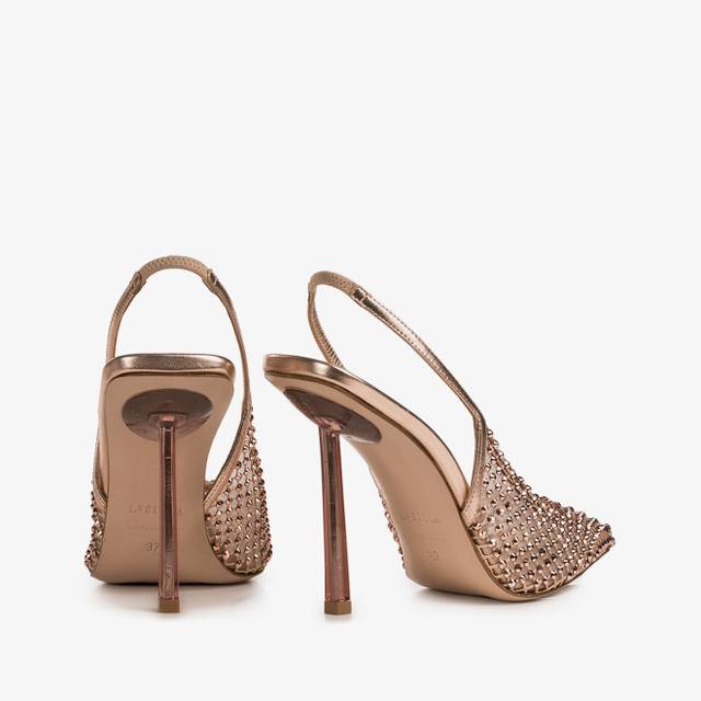 Le Silla Slingback Gioiello Rete Oro Rosa