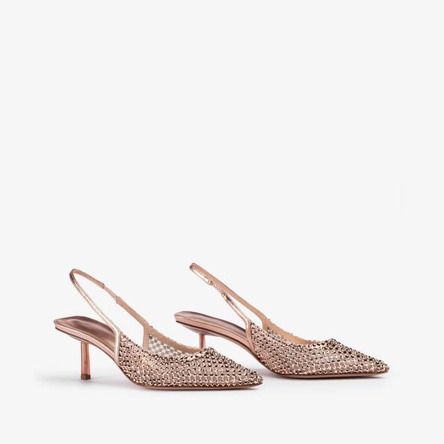 Le Silla Slingback Gioiello Rete Oro Rosa