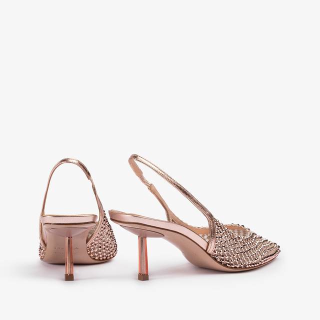 Le Silla Slingback Gioiello Rete Oro Rosa