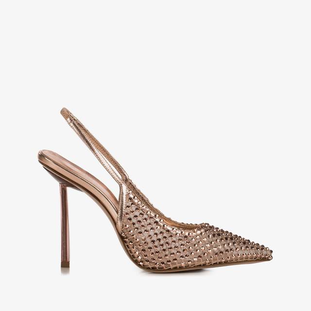Le Silla Slingback gioiello rete oro rosa