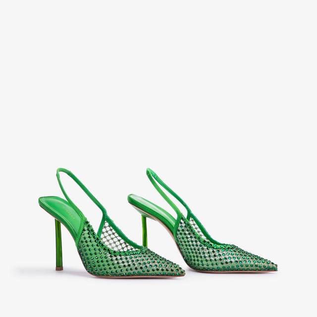 Le Silla Slingback Gioiello Rete Verde Emerald